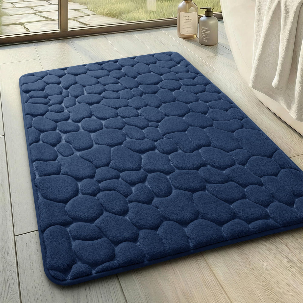 YIHOUSE Bathroom Mat Rug, Memory Foam Bath Mat, Non-Slip Bathroom Floor Mats, Cobblestone Bath Mats Absorbent Bath Rugs Washable Quick Dry (17x24,Dark Gray)