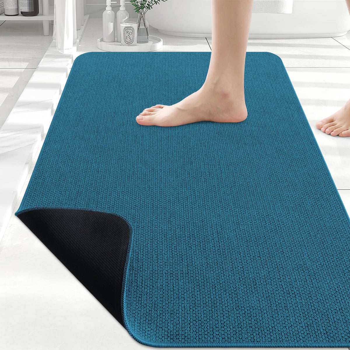 Smiry Ultra Thin Bath Mat 27x17, Non Slip Rubber Washable Bathroom Rugs