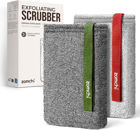 ZOMCHI Body Scrubber, Exfoliating Sponge for Shower, 2 Pack, Grey