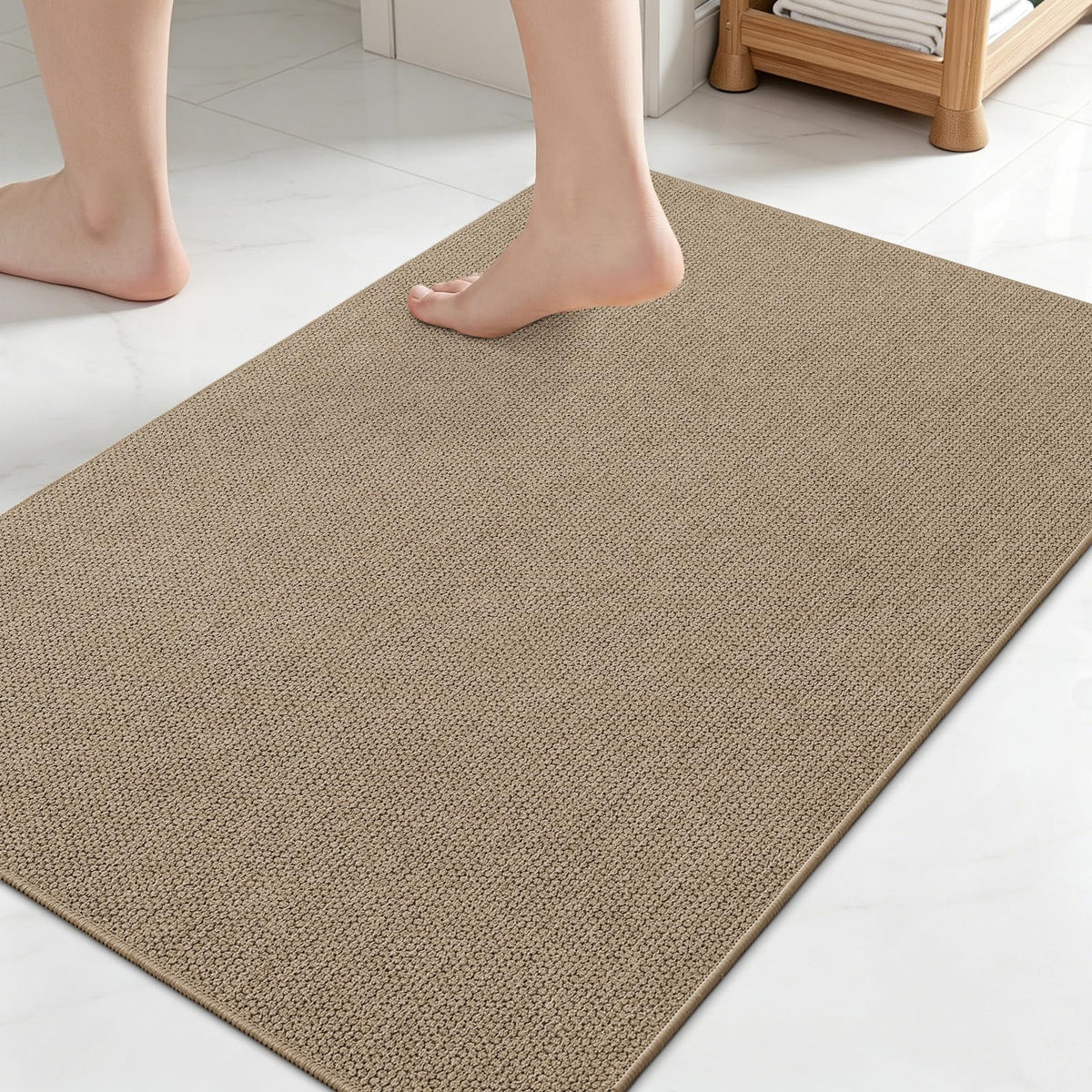 Smiry Ultra Thin Bath Mat 27x17, Non Slip Rubber Washable Bathroom Rugs