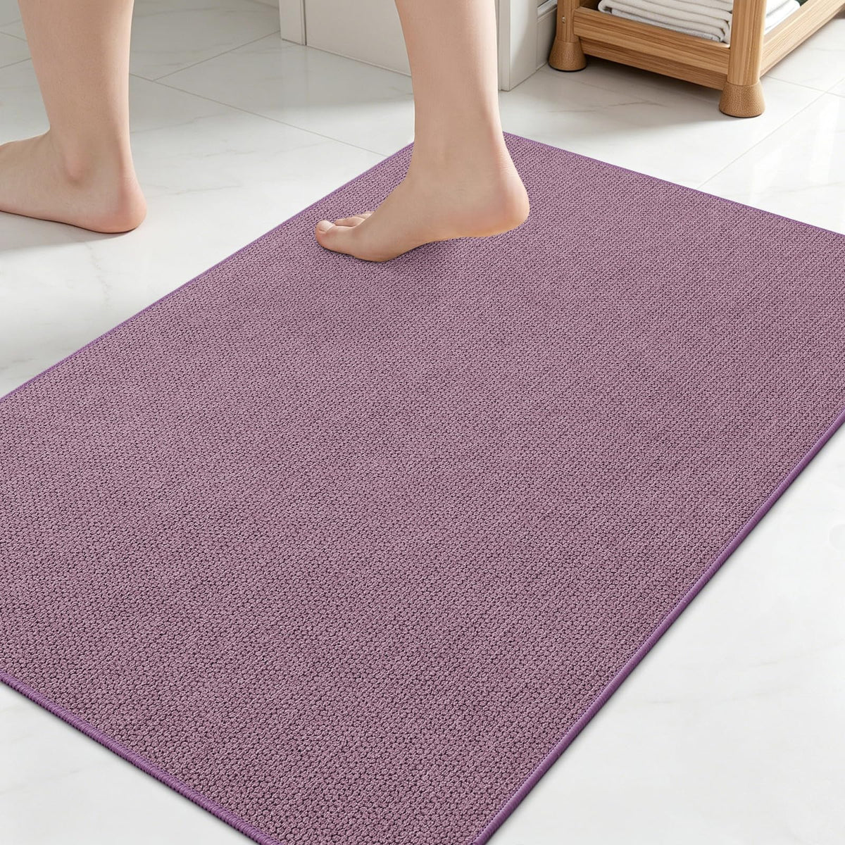 Smiry Ultra Thin Bath Mat 27x17, Non Slip Rubber Washable Bathroom Rugs