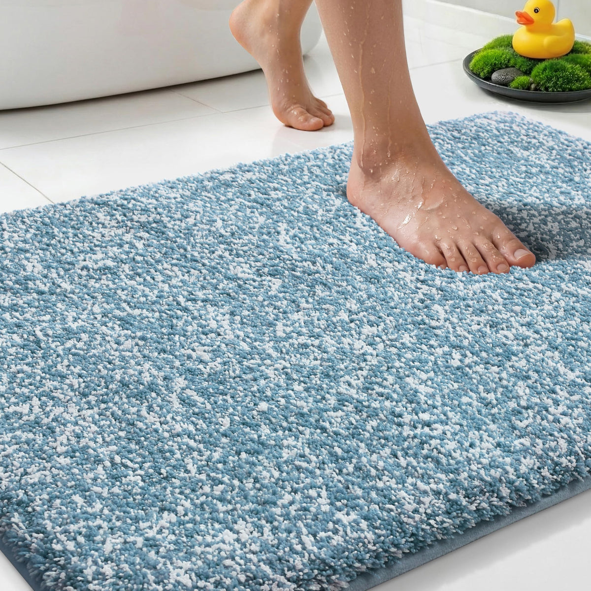 Yimobra Non Slip Machine Washable Bathroom Rug 24x17 Grey and White
