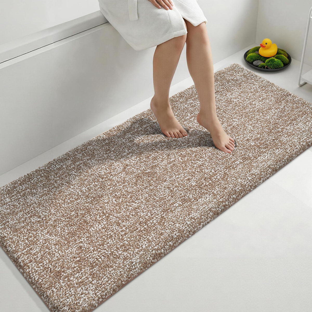 Yimobra Non Slip Machine Washable Bathroom Rug 24x17 Grey and White