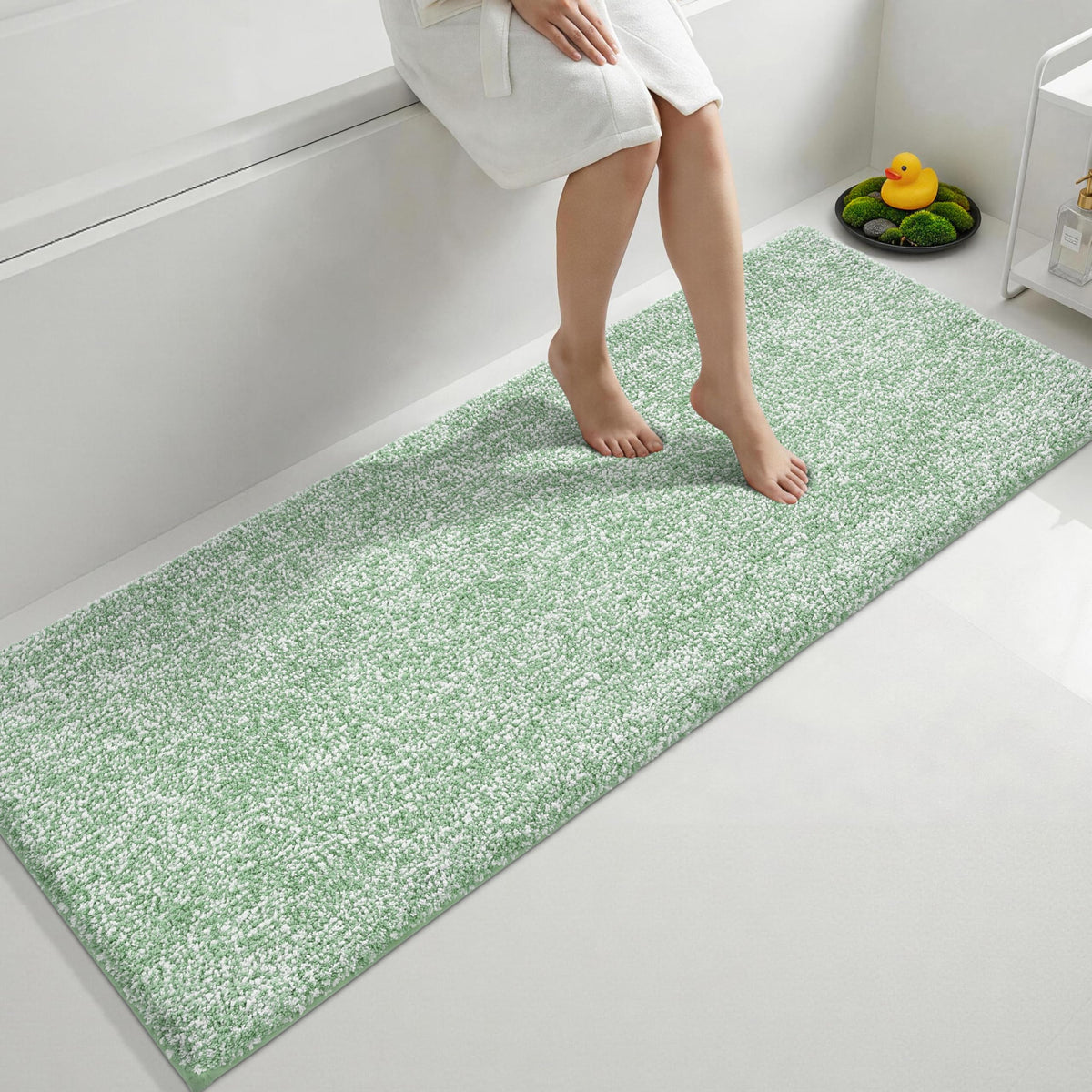 Yimobra Non Slip Machine Washable Bathroom Rug 24x17 Grey and White