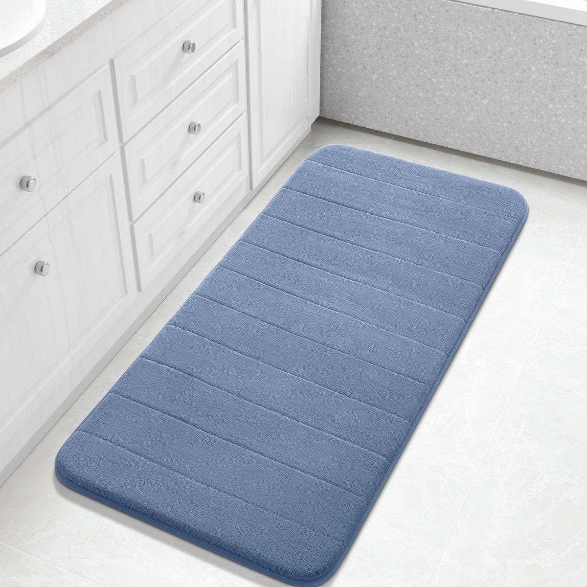 Yimobra Memory Foam Bath Mat, Super Soft Absorbent Bathroom Rug Non Slip 31.5x20 Inch, Quick Dry, Machine Washable Floor Carpet for Tub Shower, Home Decor Accessories, Beige