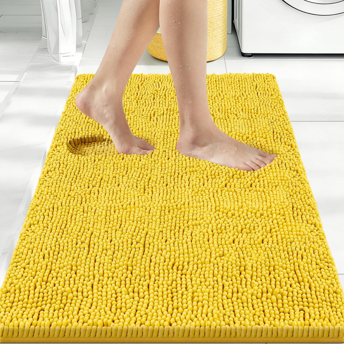 Bcoimo Small Bath Rug Mat,Chenille Extra Soft Navy Bathroom Mats for Floor