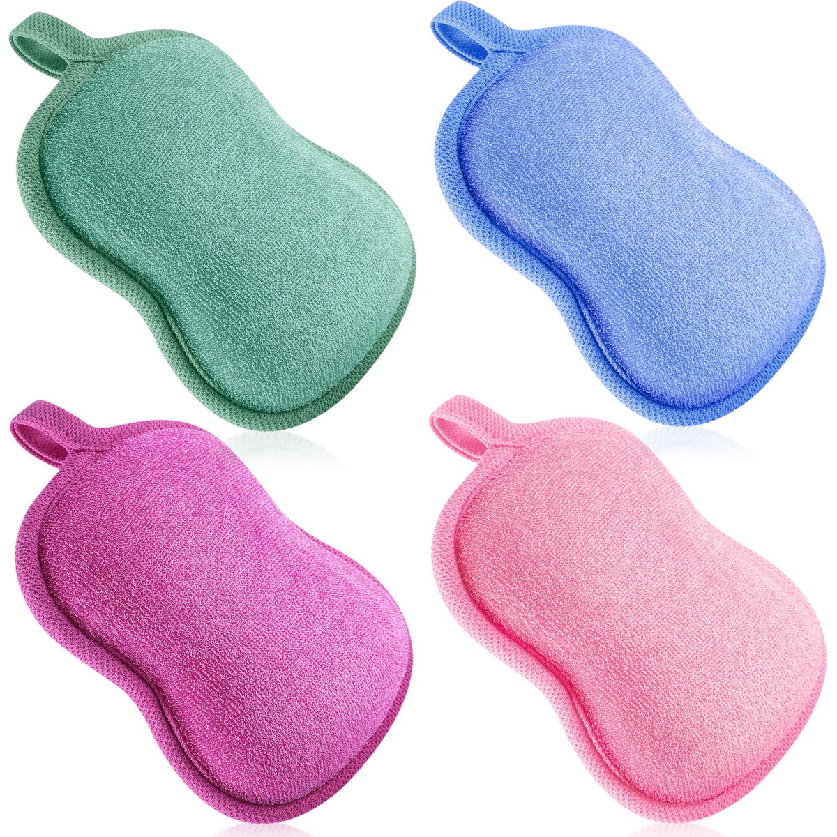 Tatuo 4 Pcs Baby Bath Sponge Toddler Bath Sponge,Red, Purple, Green, Orange