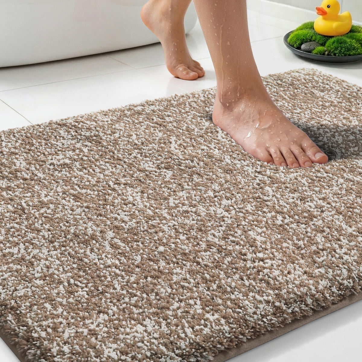 Yimobra Non Slip Machine Washable Bathroom Rug 24x17 Grey and White
