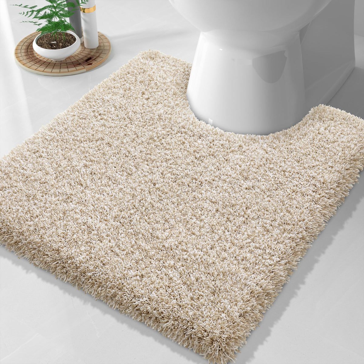 Yimobra Bathroom Rugs Non Slip Washable 32X20, Ultra Soft and Water Absorbent Bath Mats, Plush Fluffy Shower Mat Outside, Microfiber Thick Matts for Bathroom Floor/Tub, Light Gray and White