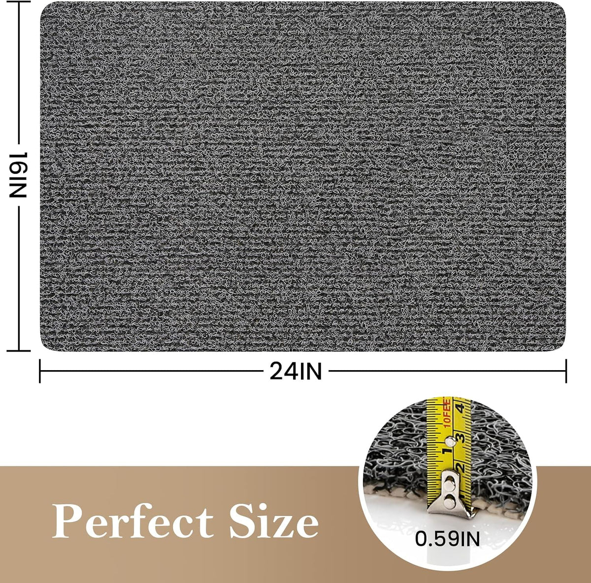 Shower Mat Bathtub Mat Non-Slip,24x16 inch, Soft Tub Mat with Drain,PVC Loofah Bath Mat (Phthalate Free) for Tub and Bathroom,Quick Drying,Black