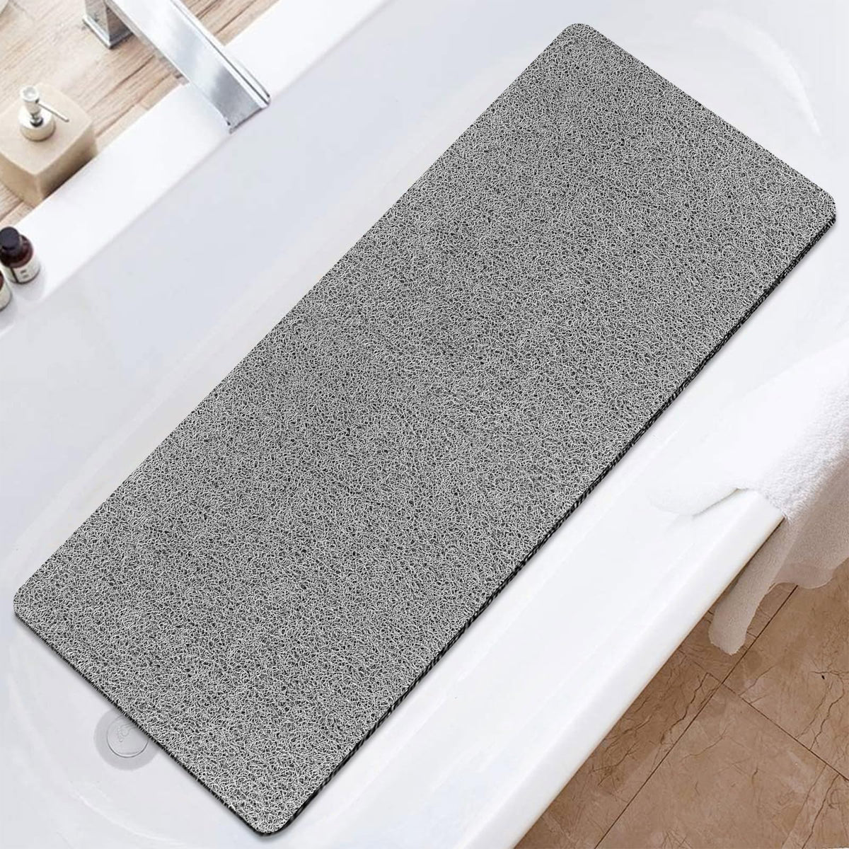 Shower Mat Non-Slip, Soft Comfort Bath Mat with Drainage Holes, PVC Loofah Massage Bathtub Mat for Shower, Tub, Bathroom, Wet Areas, Quick Drying