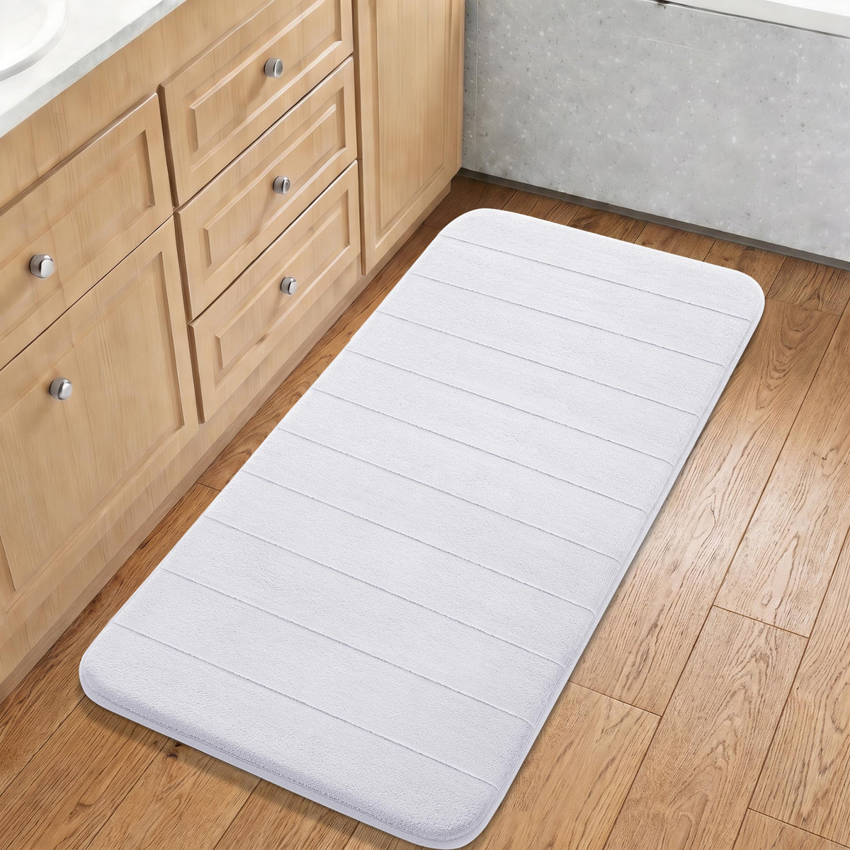 Yimobra Memory Foam Bath Mat, Super Soft Absorbent Bathroom Rug Non Slip 31.5x20 Inch, Quick Dry, Machine Washable Floor Carpet for Tub Shower, Home Decor Accessories, Beige