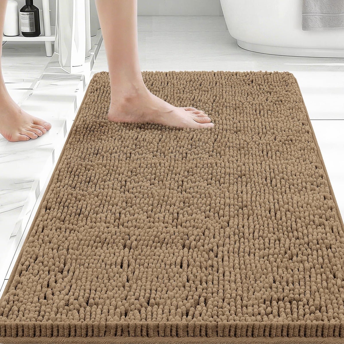 Bcoimo Small Bath Rug Mat,Chenille Extra Soft Navy Bathroom Mats for Floor