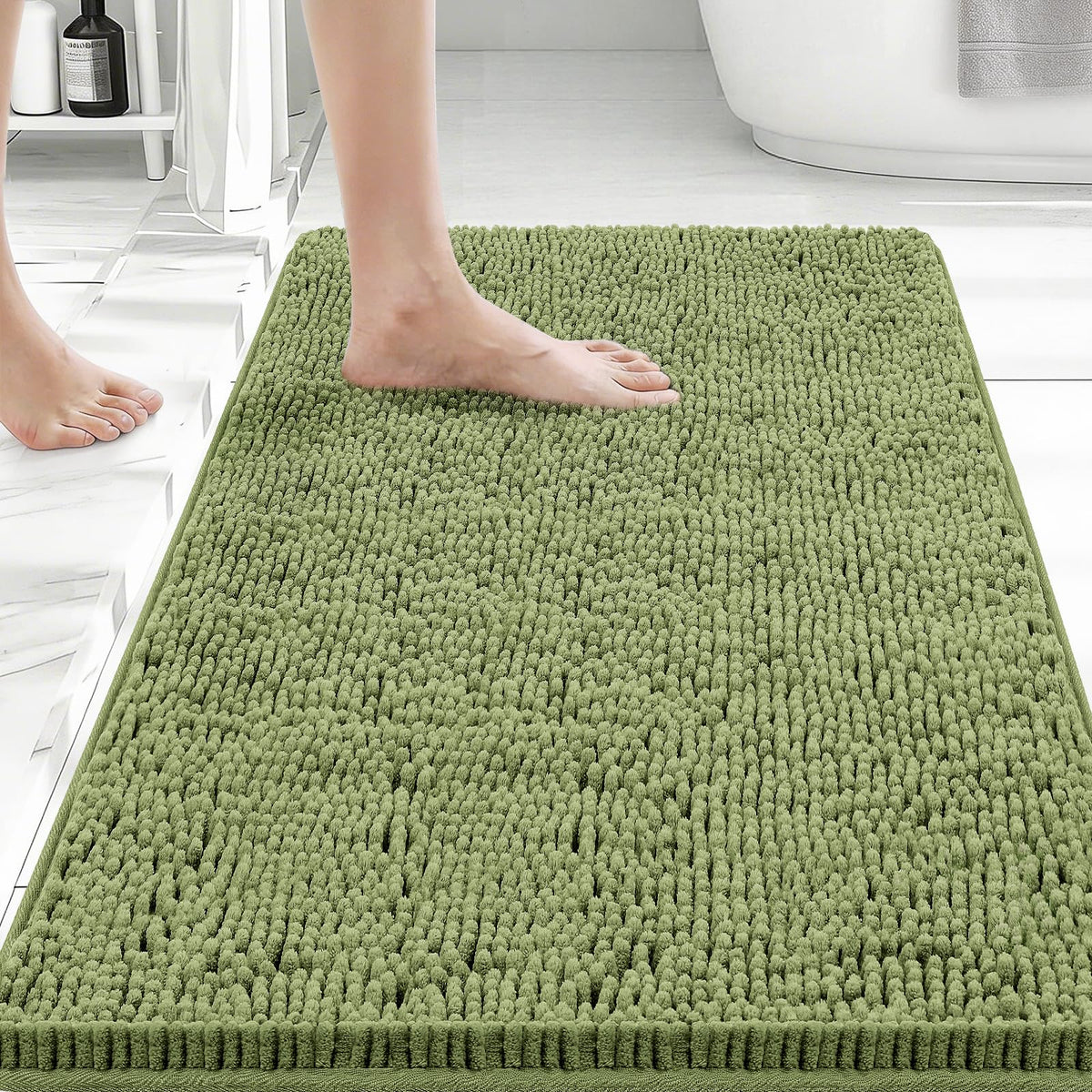 Bcoimo Small Bath Rug Mat,Chenille Extra Soft Navy Bathroom Mats for Floor