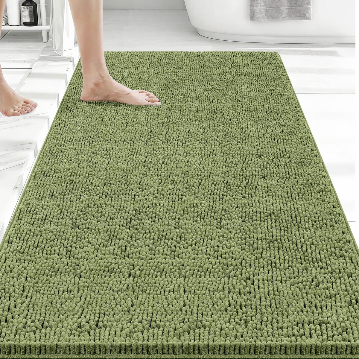 Bcoimo Small Bath Rug Mat,Chenille Extra Soft Navy Bathroom Mats for Floor