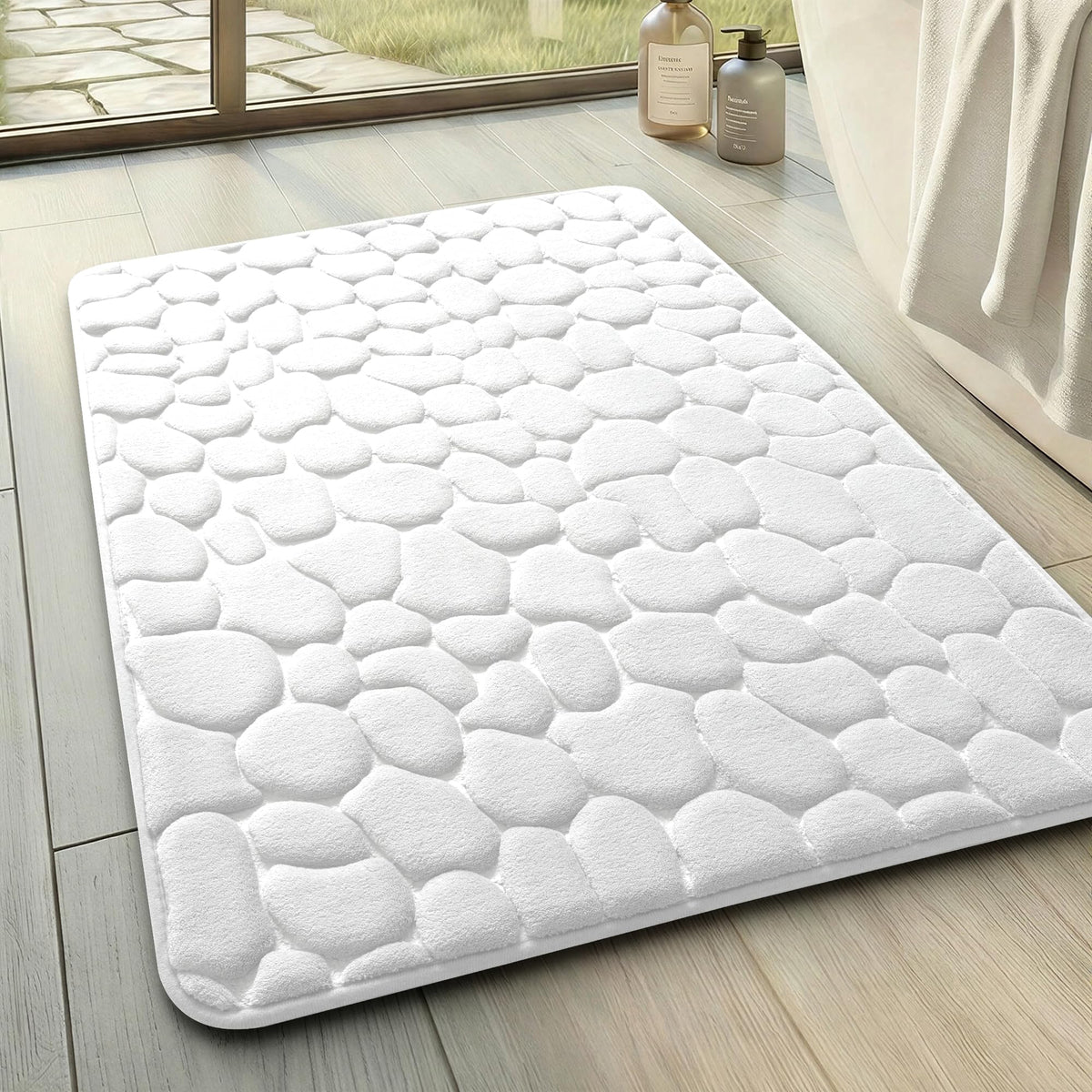 YIHOUSE Bathroom Mat Rug, Memory Foam Bath Mat, Non-Slip Bathroom Floor Mats, Cobblestone Bath Mats Absorbent Bath Rugs Washable Quick Dry (17x24,Dark Gray)