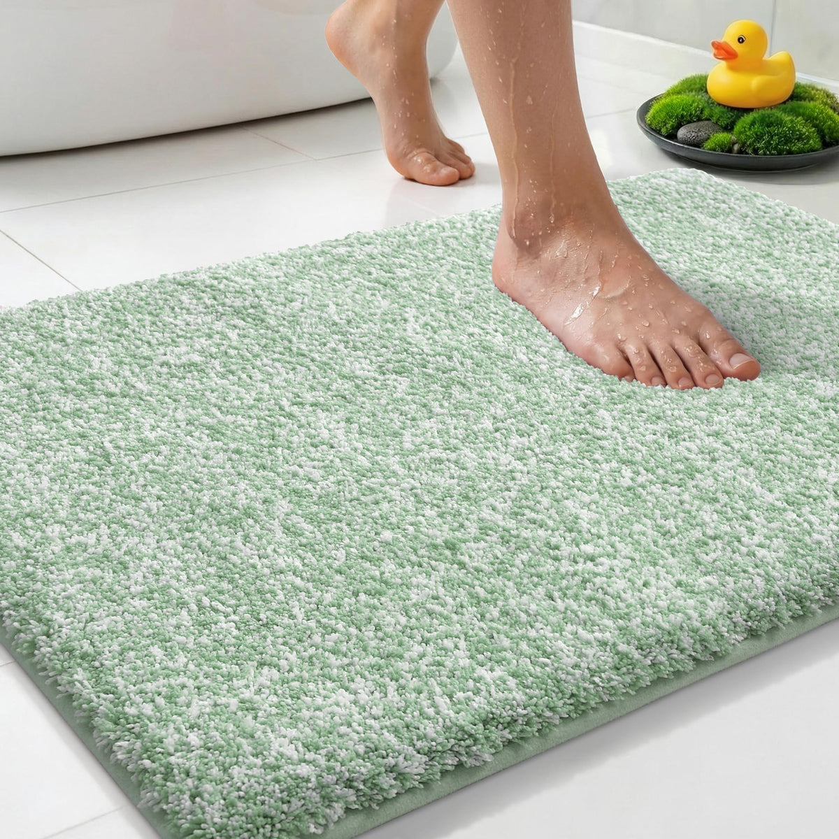 Yimobra Non Slip Machine Washable Bathroom Rug 24x17 Grey and White