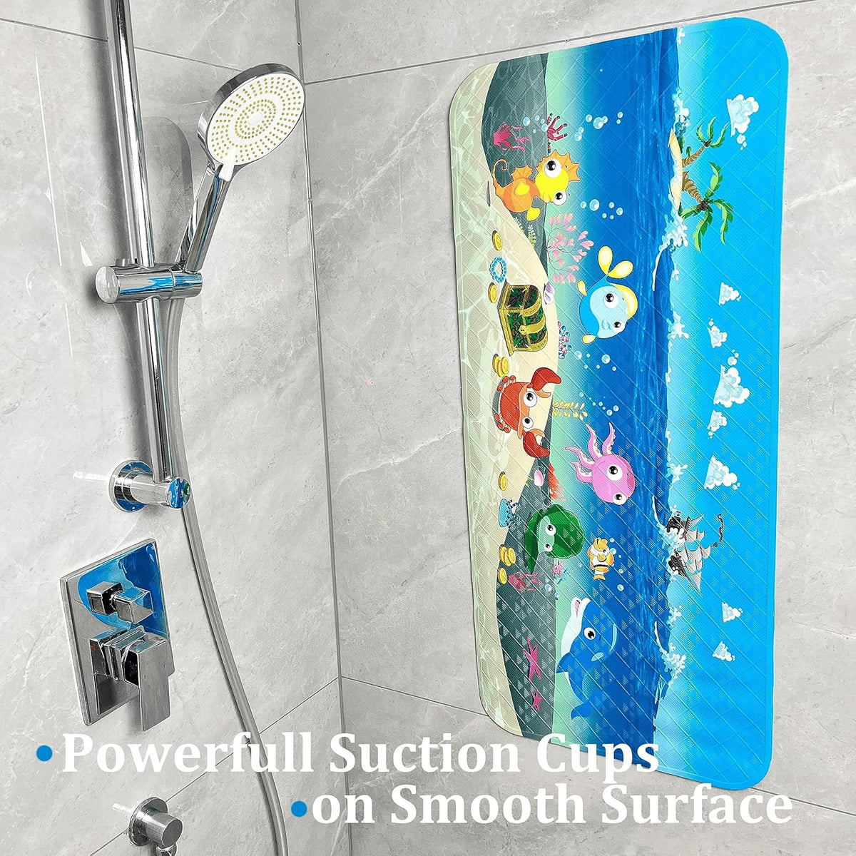 BOPPIE Non-Slip Bath Mat Shower Mats for Tub Kids,Anti-Slip-Resistant Bathtub Tub Mats Bathroom Mat XL Large Bath Mat 35X15 Inches (Ship)